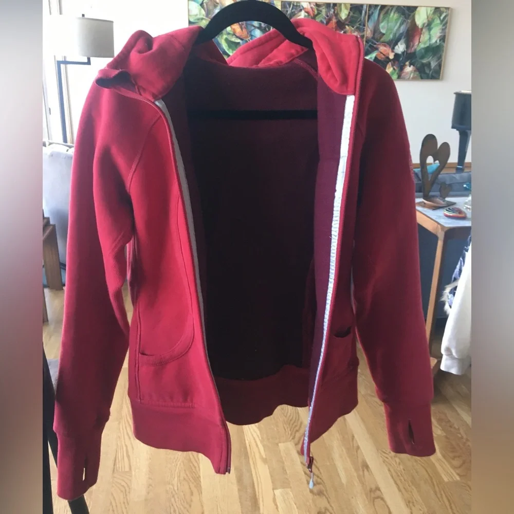 Lululemon Red It’s Just Lunch Scuba Hoodie Full Zip Jacket - Picture 8 of 17
